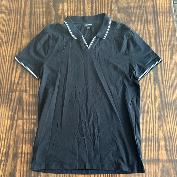 Express Other - Express Mens Black Johnny Collar Polo